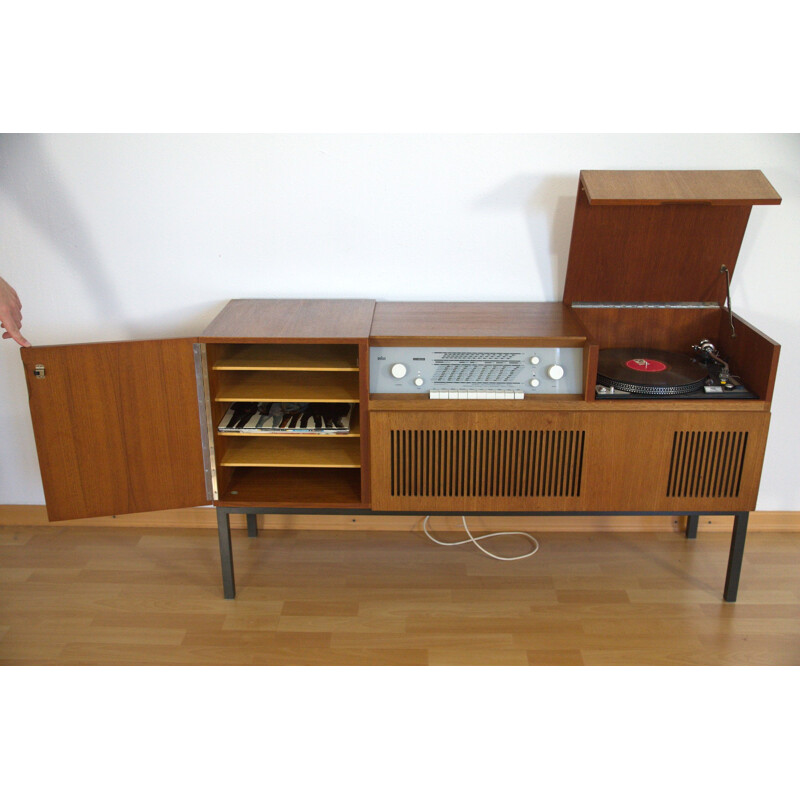 Teak Braun "HM 6" stereo cabinet, Herbert HIRCHE - 1960s