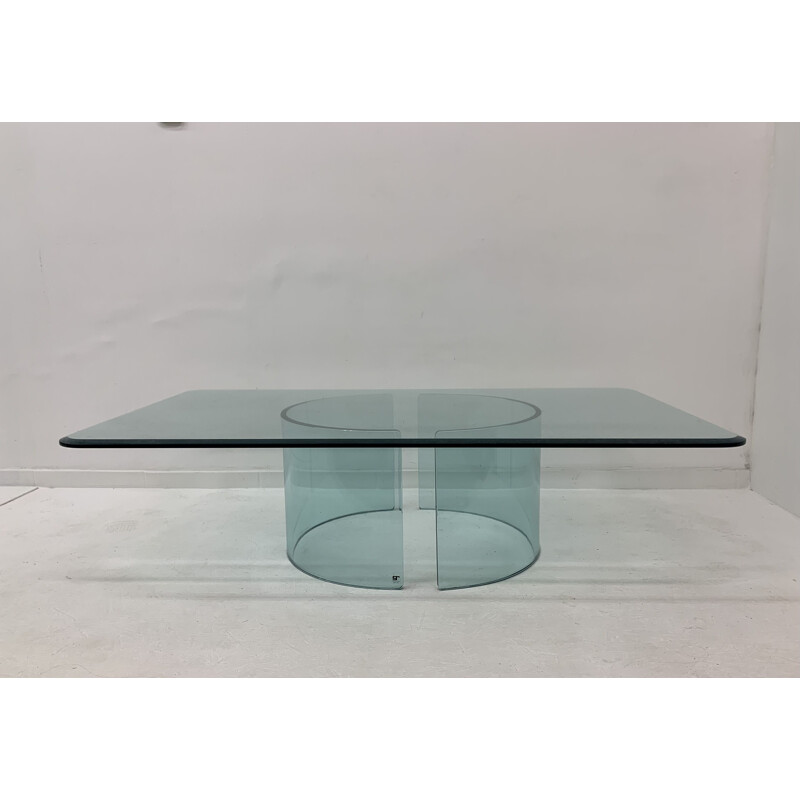 Mesa de centro de cristal postmoderna vintage de Galotti y Radice, 1980