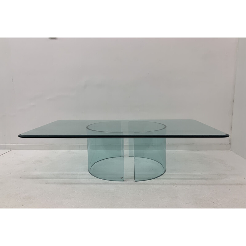 Table basse vintage post-moderne en verre par Galotti et Radice, 1980