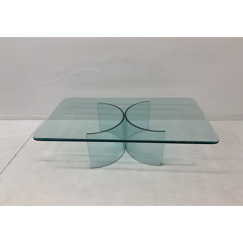 Vintage post-modern glass coffee table by Galotti and Radice, 1980