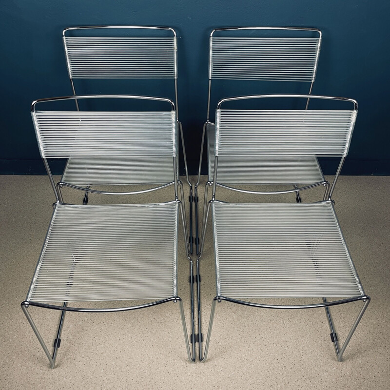 Set of 4 mid-century dining chairs Spaghetti by Giandomenico Belotti for Alias, Italy 1980s