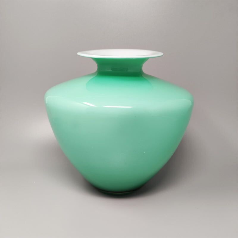 Vintage green vase in Murano glass by Carlo Nason, Italy 1960s