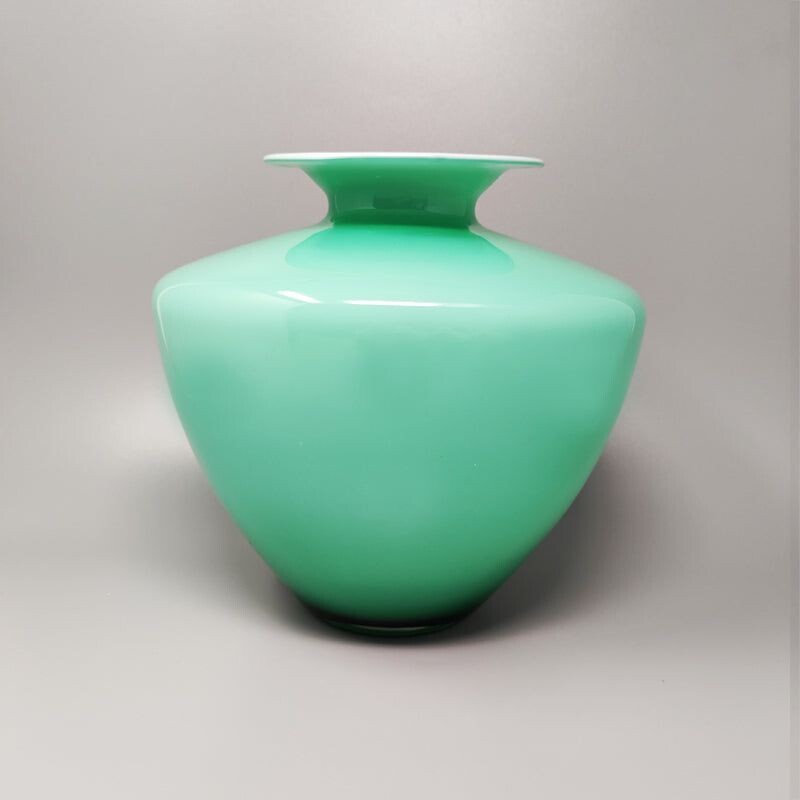 Vintage green vase in Murano glass by Carlo Nason, Italy 1960s