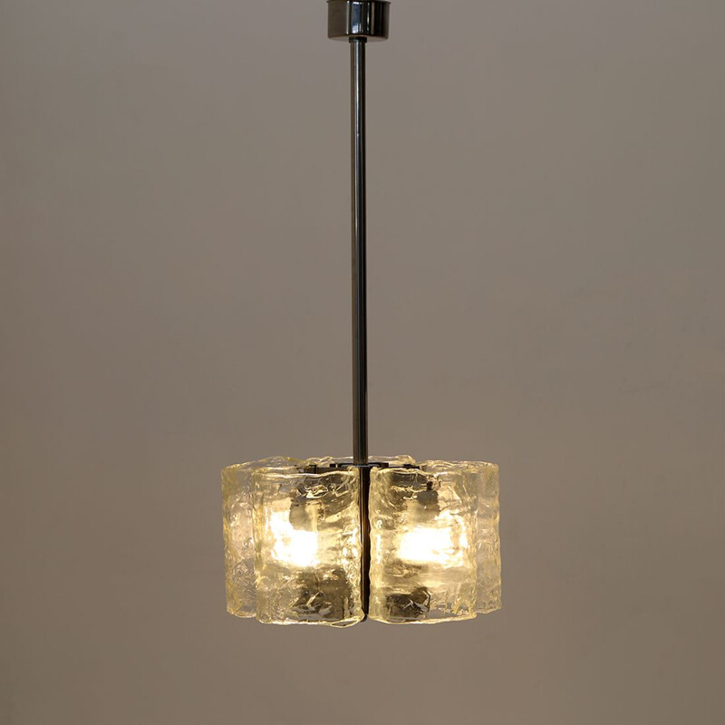 Vintage chandelier with 5 glass diffusers by Pierre Cardin, 1970s