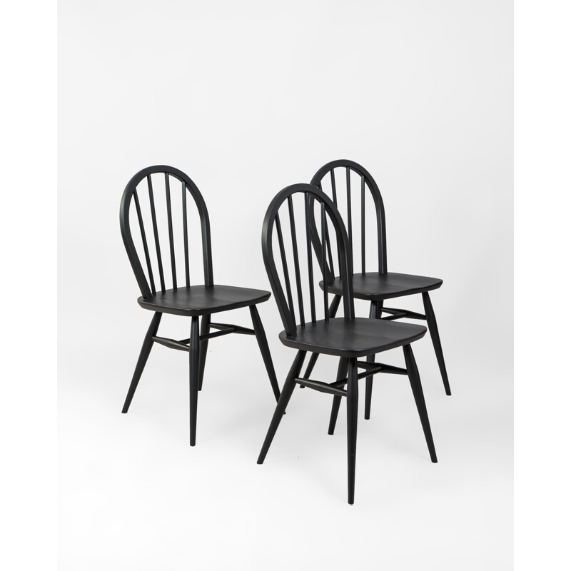 Vintage black Windsor chair by Lucian Ercolani for Ercol, UK 1960s