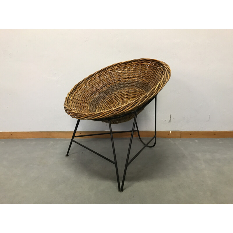 Mid century rattan armchair - 1950s