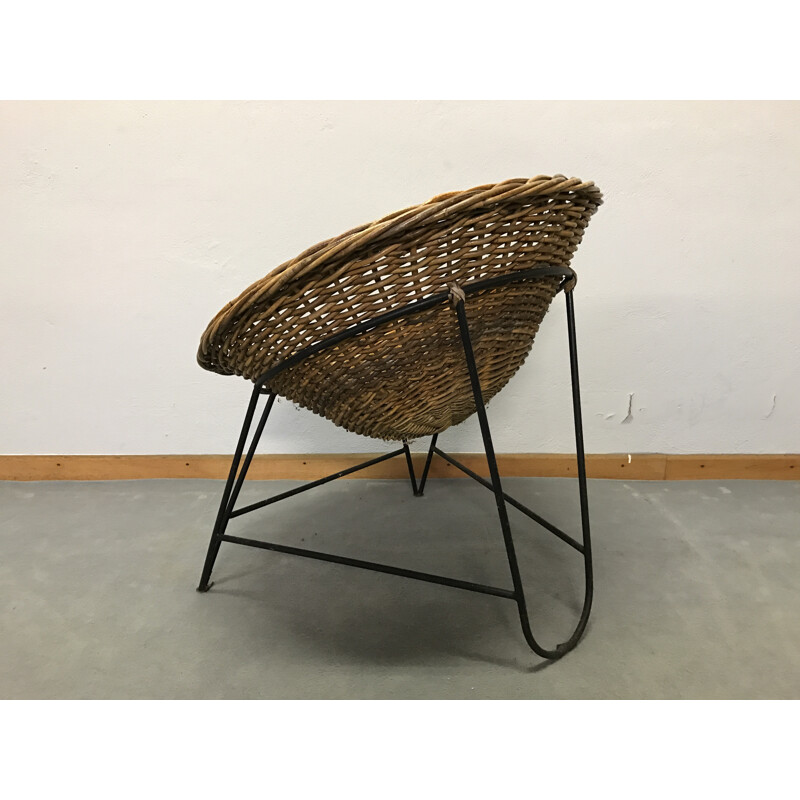 Mid century rattan armchair - 1950s