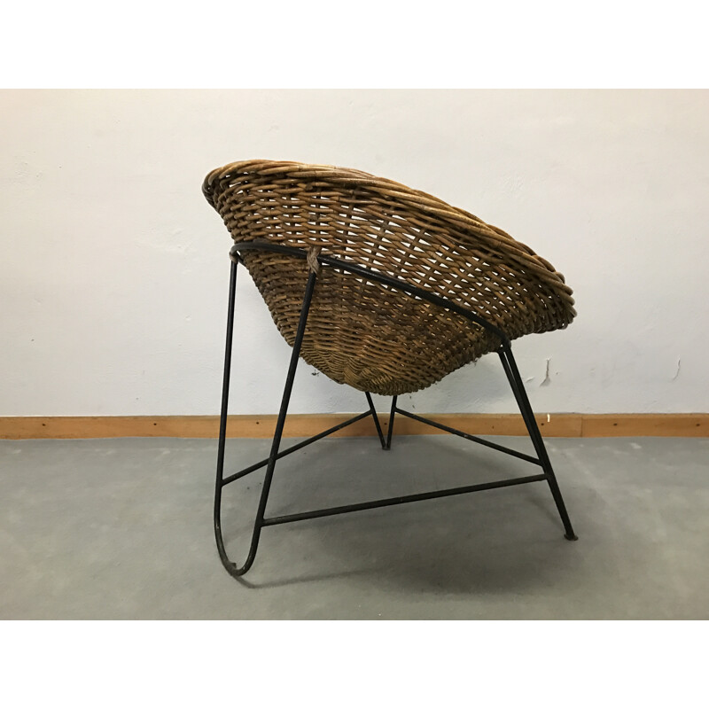 Mid century rattan armchair - 1950s