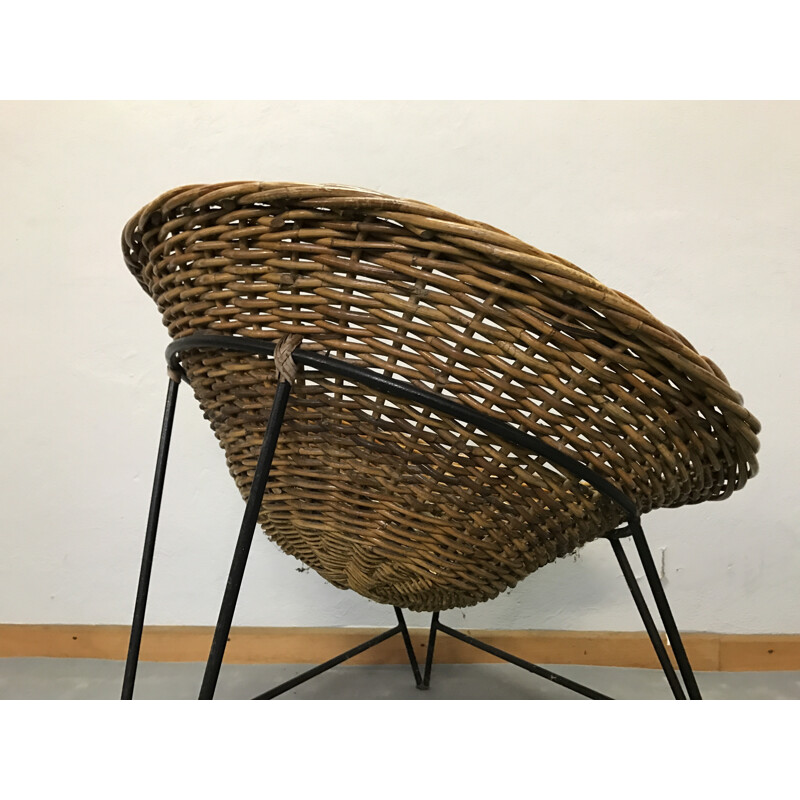 Mid century rattan armchair - 1950s