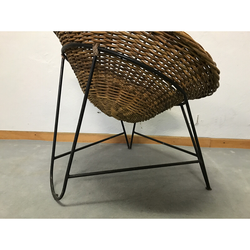 Mid century rattan armchair - 1950s