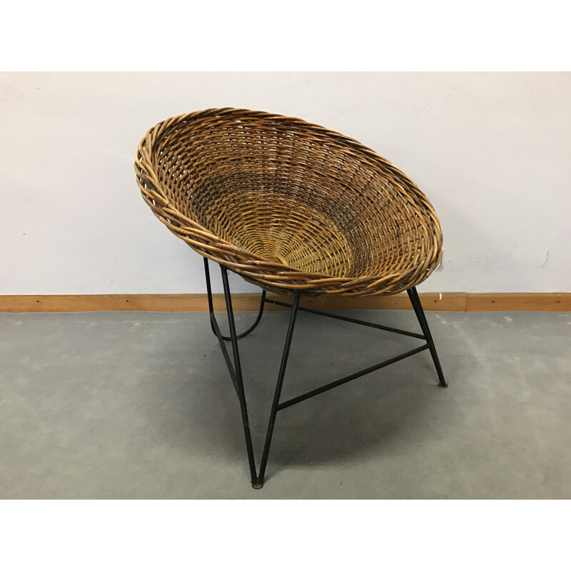 Mid century rattan armchair - 1950s