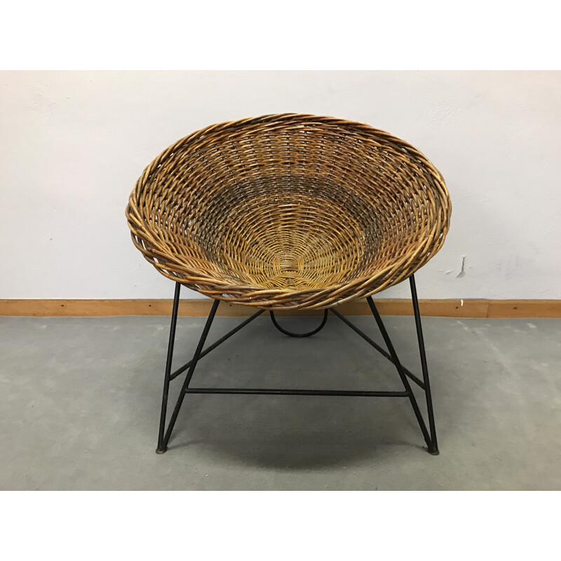 Mid century rattan armchair - 1950s