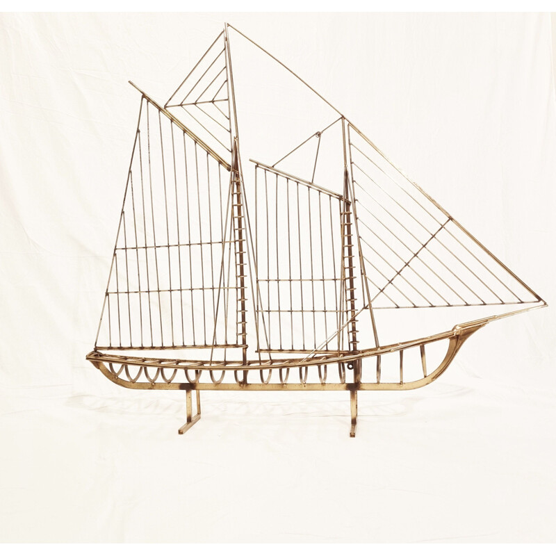 Vintage sculptural sailboat by Curtis Jeré, California 1976