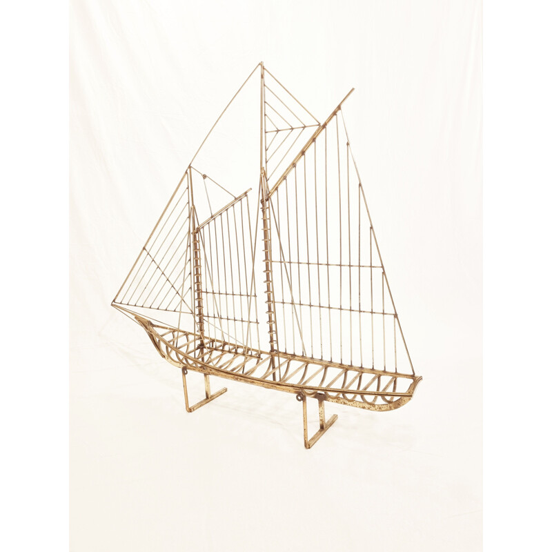 Vintage sculptural sailboat by Curtis Jeré, California 1976