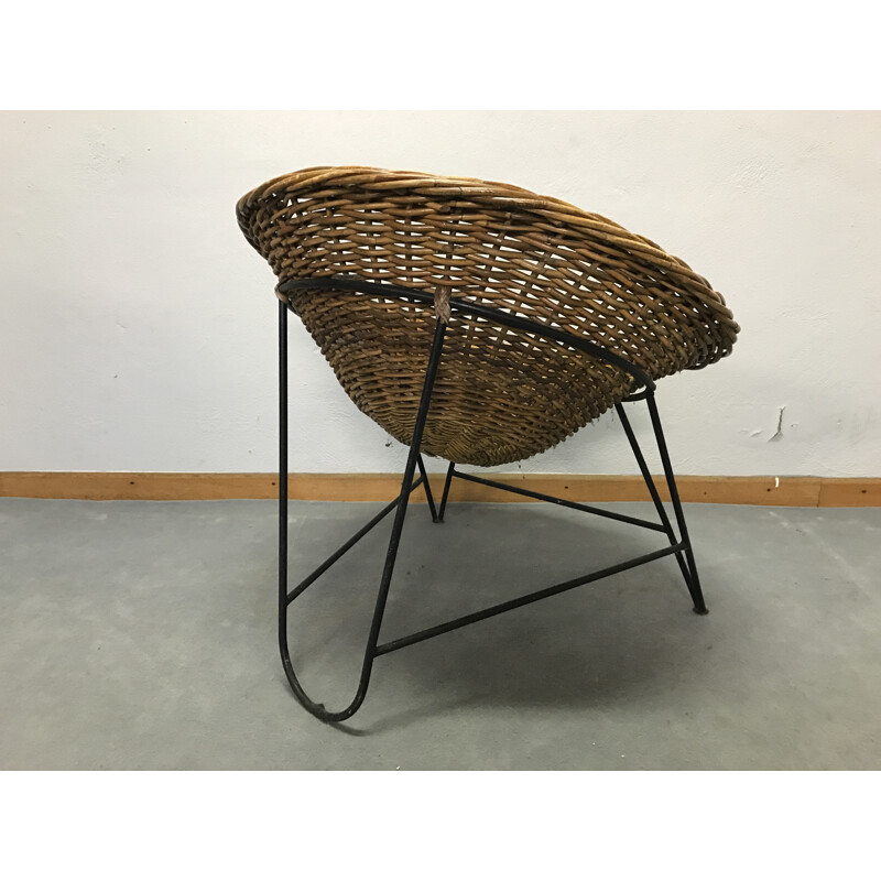 Mid century rattan armchair - 1950s