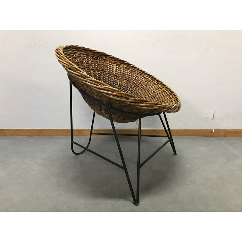 Mid century rattan armchair - 1950s