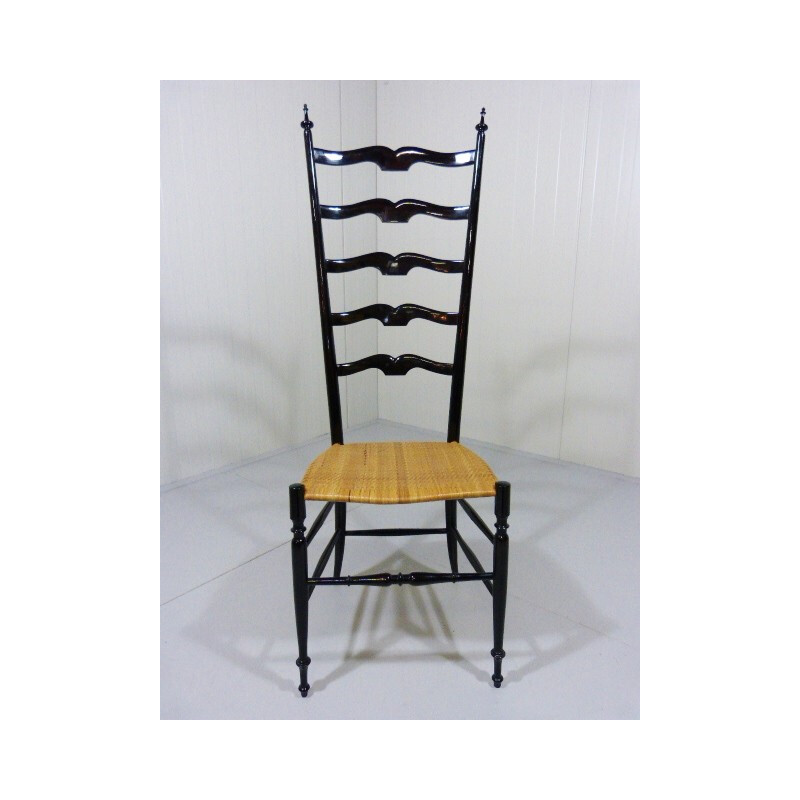 Chiavari high back chair in dark wood, Emanuele RAMBALDI - 1955