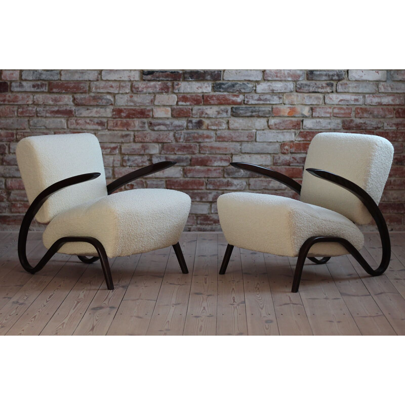 Pair of vintage Art Deco armchairs by J. Halabala, Czechoslovakia 1930s