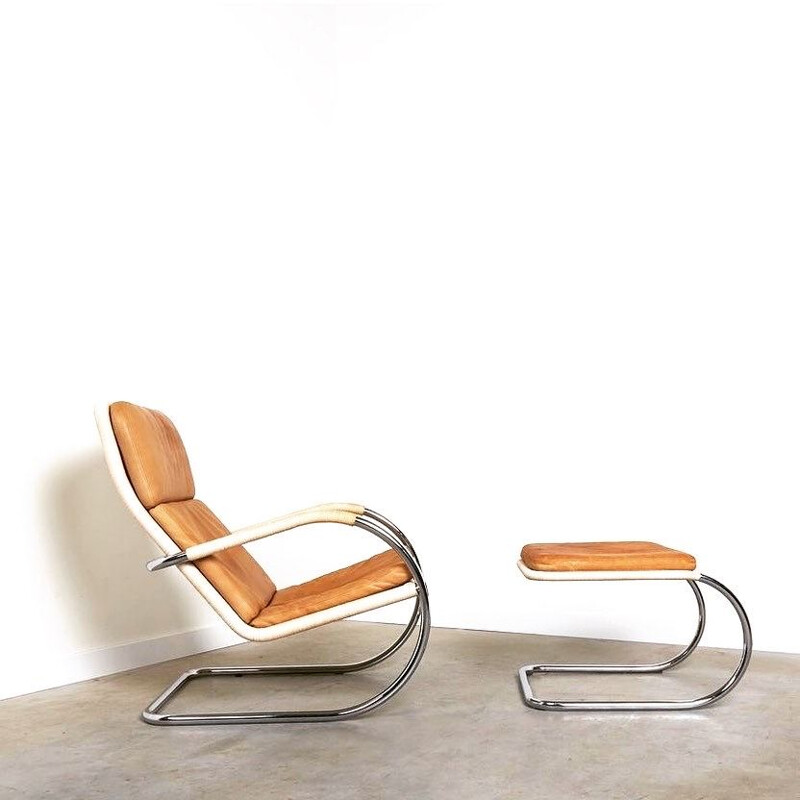 Vintage Tecta D35 & C35 cantilever lounge chair and ottoman by Anton Lorenz, 1980