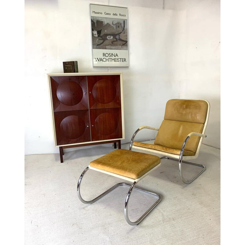 Fauteuil lounge cantilever et ottoman vintage Tecta D35 & C35 par Anton Lorenz, 1980