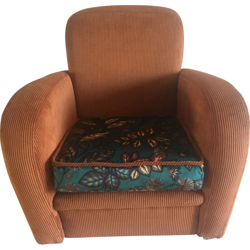 Vintage velvet club armchair for children