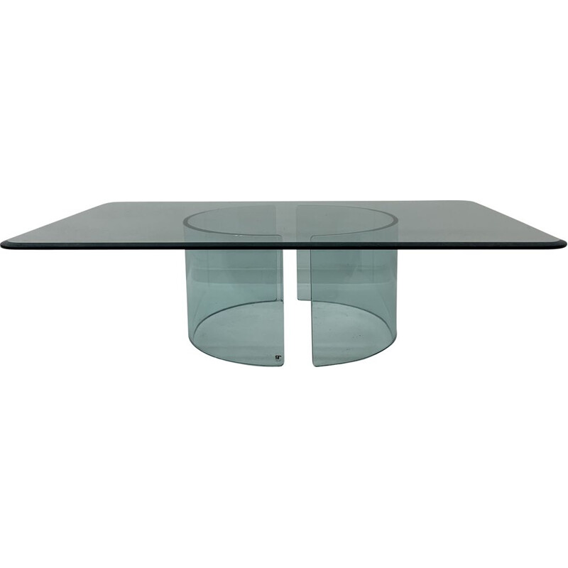 Vintage post-modern glass coffee table by Galotti and Radice, 1980