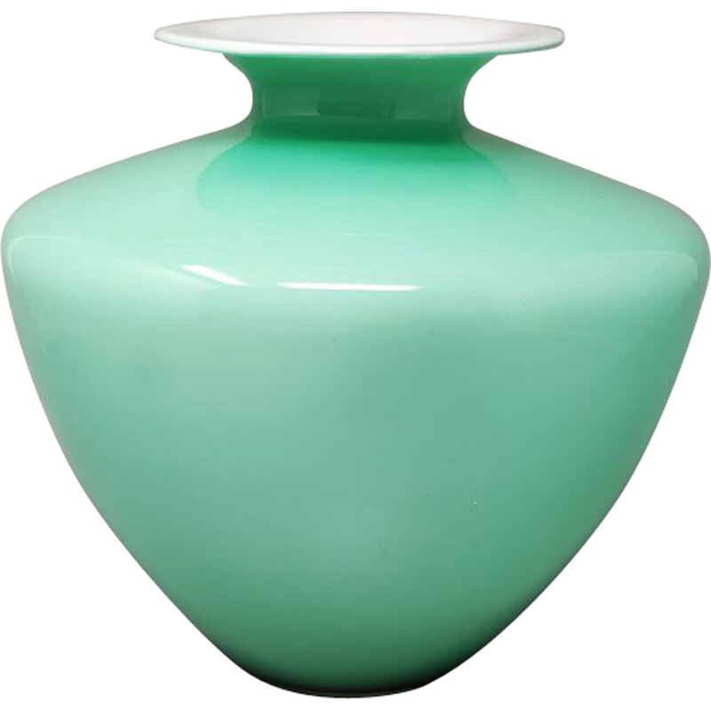 Vase vert vintage en verre de Murano par Carlo Nason, Italie 1960