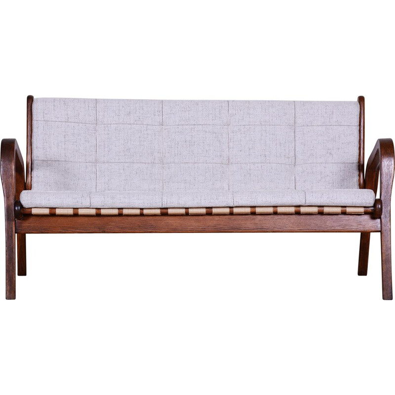 Mid century beechwood and reupholstered sofa by Jan Vanek, 1950s