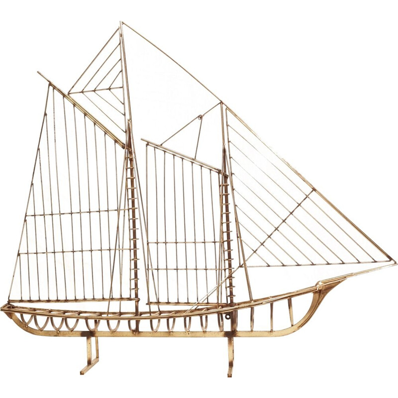 Vintage sculptural sailboat by Curtis Jeré, California 1976