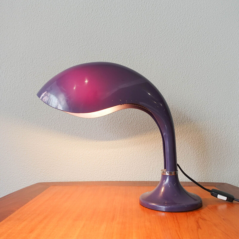 Italian vintage plastic and metal Rhea table lamp by Marcello Cuneo for Ampaglas, 1960s