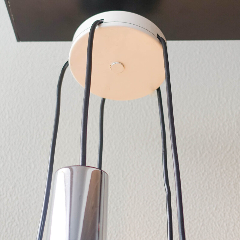 Vintage 5-lichts cascade hanglamp in chroom en glas van Motoko Ishii voor Staff, 1970