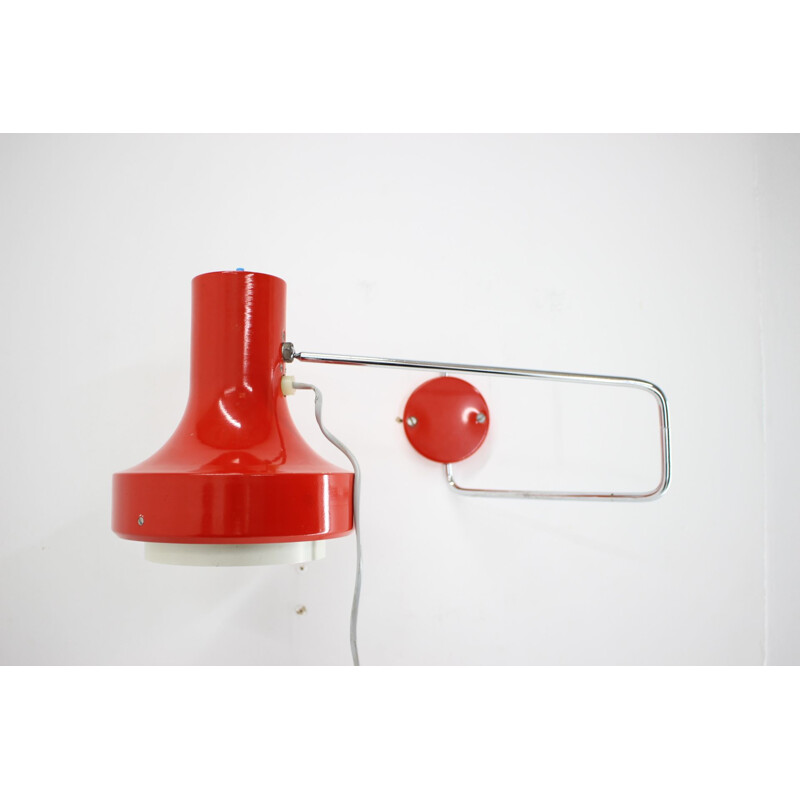 Vintage rode wandlamp van Josef Hurka, Tsjechoslowakije 1960