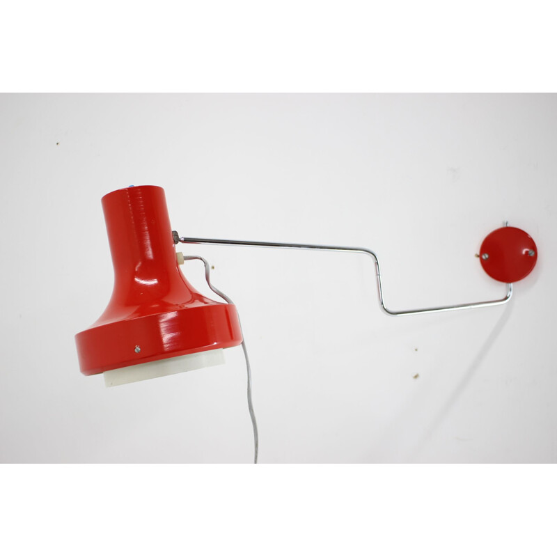 Vintage red wall lamp by Josef Hurka, Czechoslovakia 1960