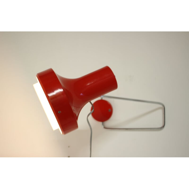 Vintage red wall lamp by Josef Hurka, Czechoslovakia 1960