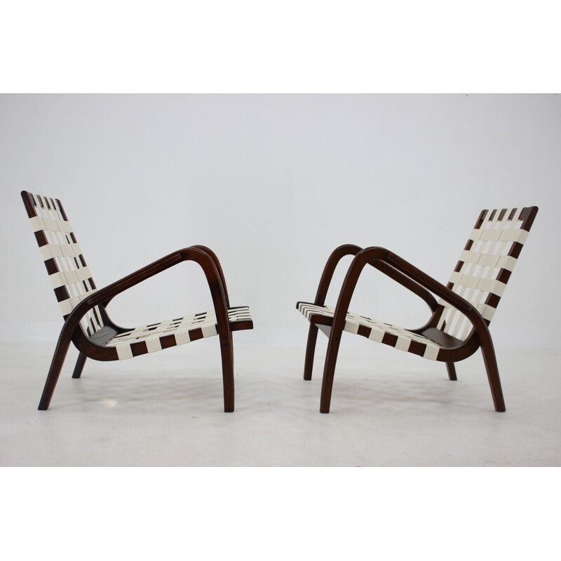 Paire de fauteuils vintage en chêne par Jan Vanek pour Krasna Jizba, Tchécoslovaquie 1940