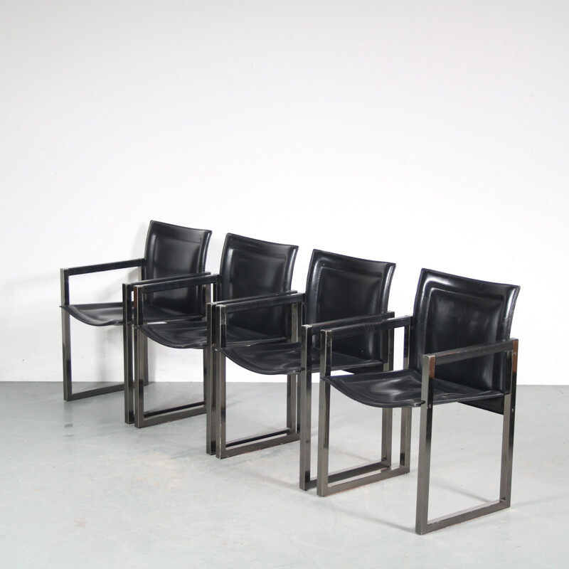 Set of 4 vintage dining chairs by Titi Agnoli for Arrben, Italy 1980s