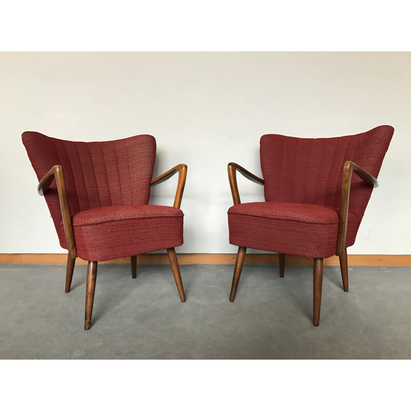 Pair of cocktails chairs in fabric - 1960s