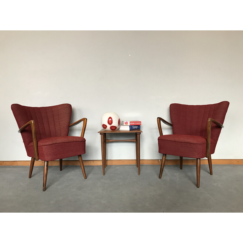 Pair of cocktails chairs in fabric - 1960s