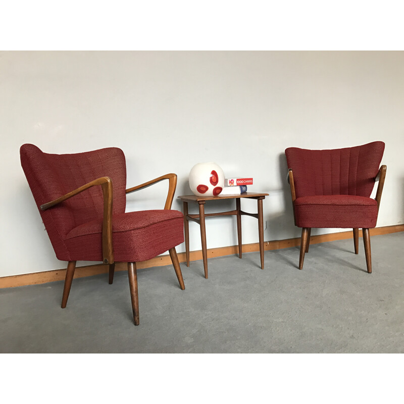 Pair of cocktails chairs in fabric - 1960s