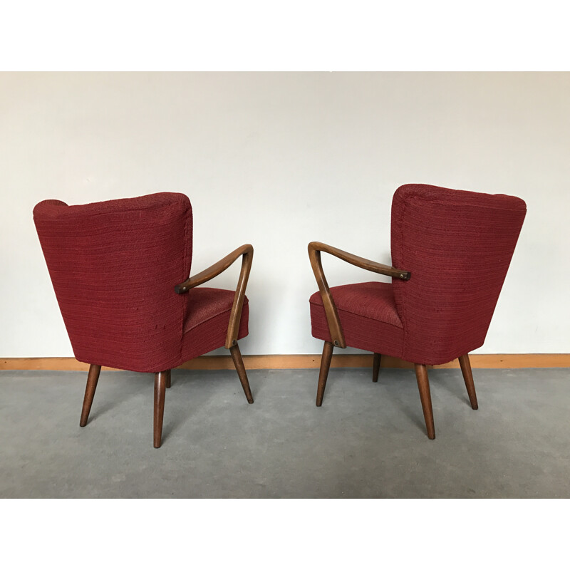 Pair of cocktails chairs in fabric - 1960s