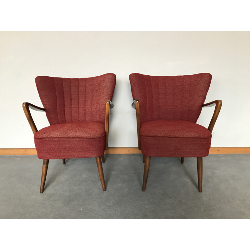 Pair of cocktails chairs in fabric - 1960s