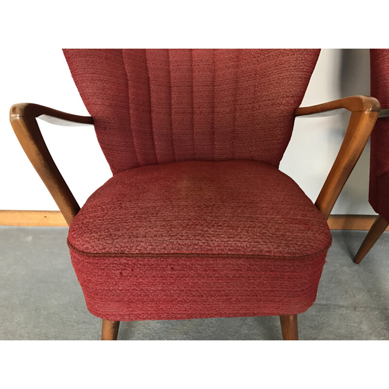 Paire de fauteuils vintage en tissu - 1960