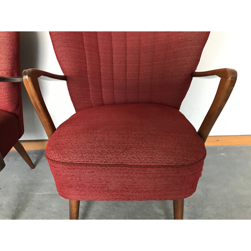 Pair of cocktails chairs in fabric - 1960s