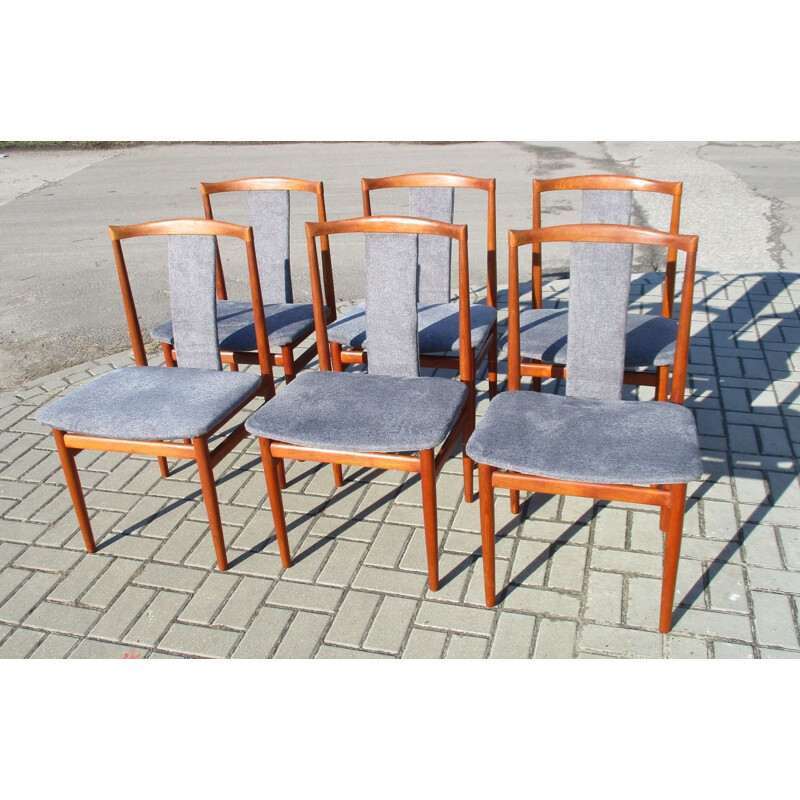 Set of 6 vintage chairs with upholstery, Denmark 1960