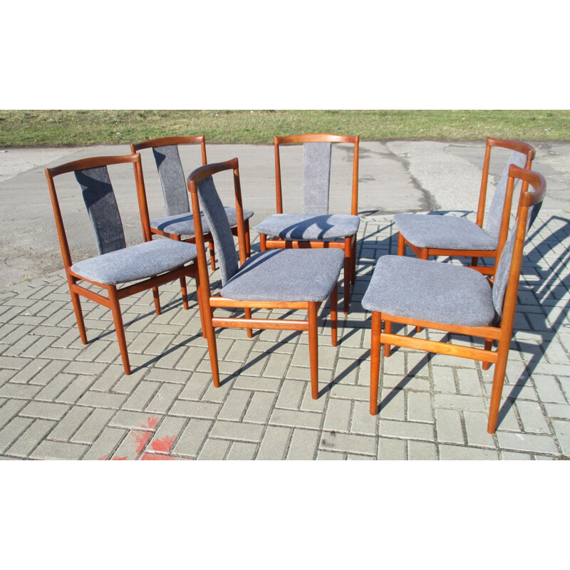 Set of 6 vintage chairs with upholstery, Denmark 1960