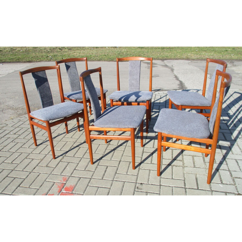 Set van 6 vintage stoelen met bekleding, Denemarken 1960