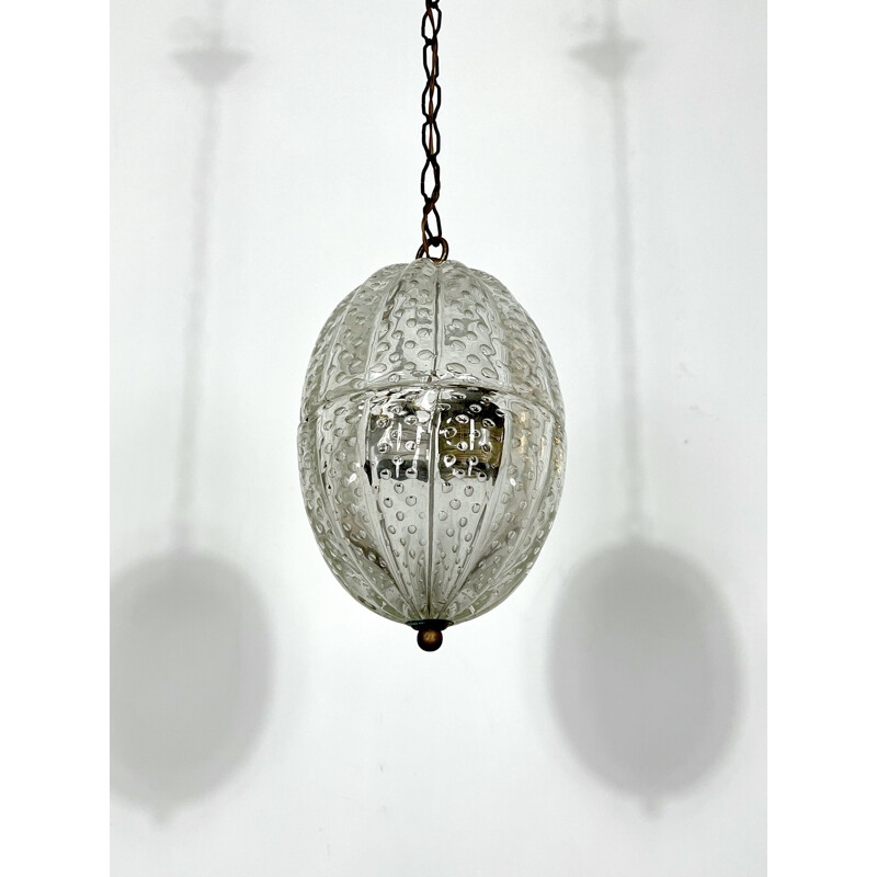 Vintage Murano Bullicante glass Barovier pendant lamp, 1940s