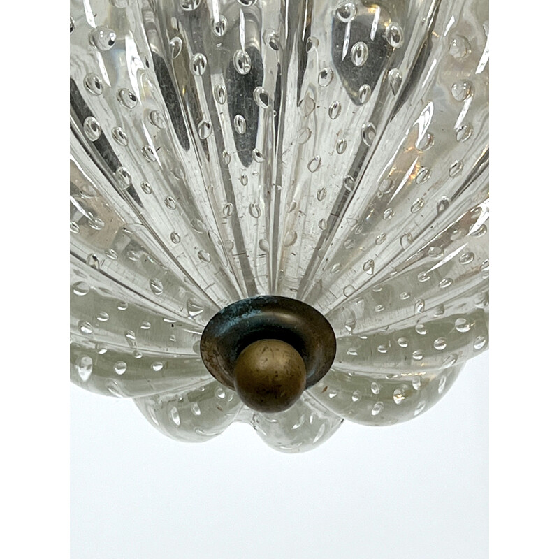 Vintage Murano Bullicante glass Barovier pendant lamp, 1940s