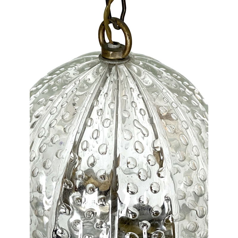 Vintage Murano Bullicante glass Barovier pendant lamp, 1940s