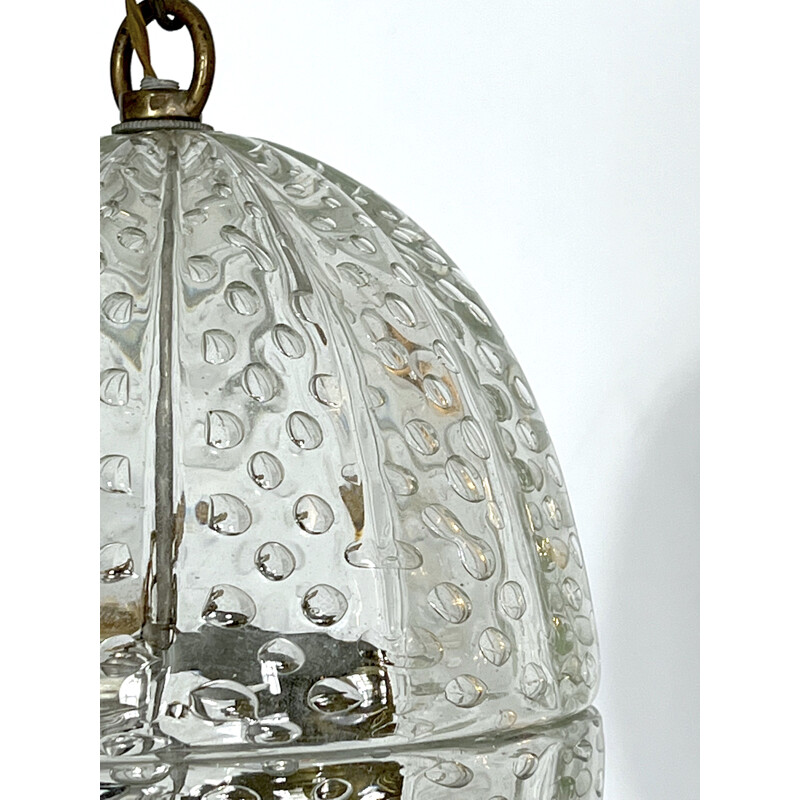 Vintage Murano Bullicante glass Barovier pendant lamp, 1940s